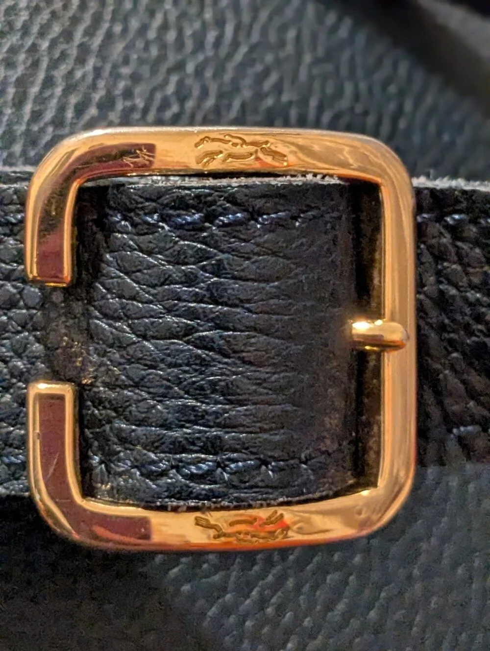 Longchamp Vintage Dark Blue Crossbody Bag with Gold Zipper Pull